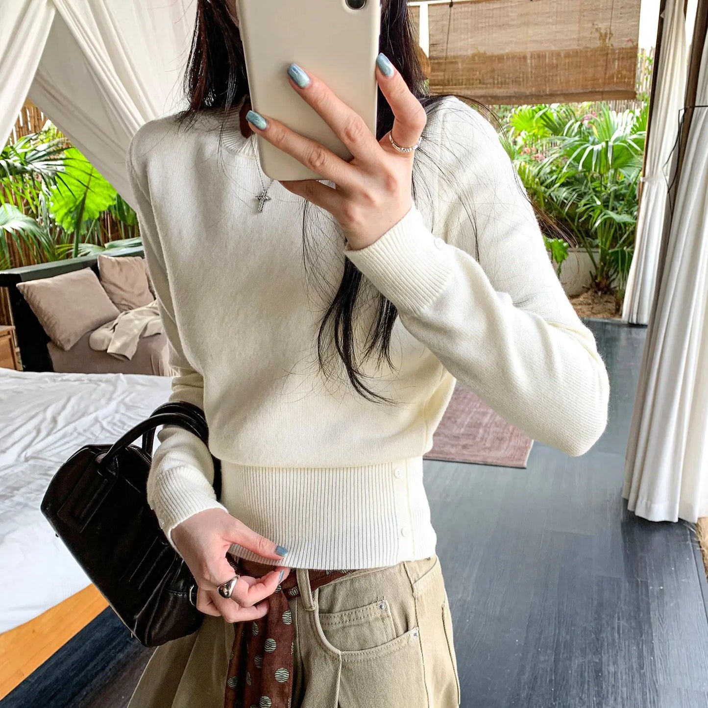Women’s Soft Knit Slim Fit Top – Round Neck Long Sleeve Sweater EPR