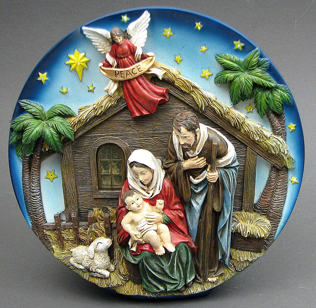 LED Nativity Scene Display – Lighted Resin Holy Family Décor | Christmas Tabletop Religious Decoration IWGAC