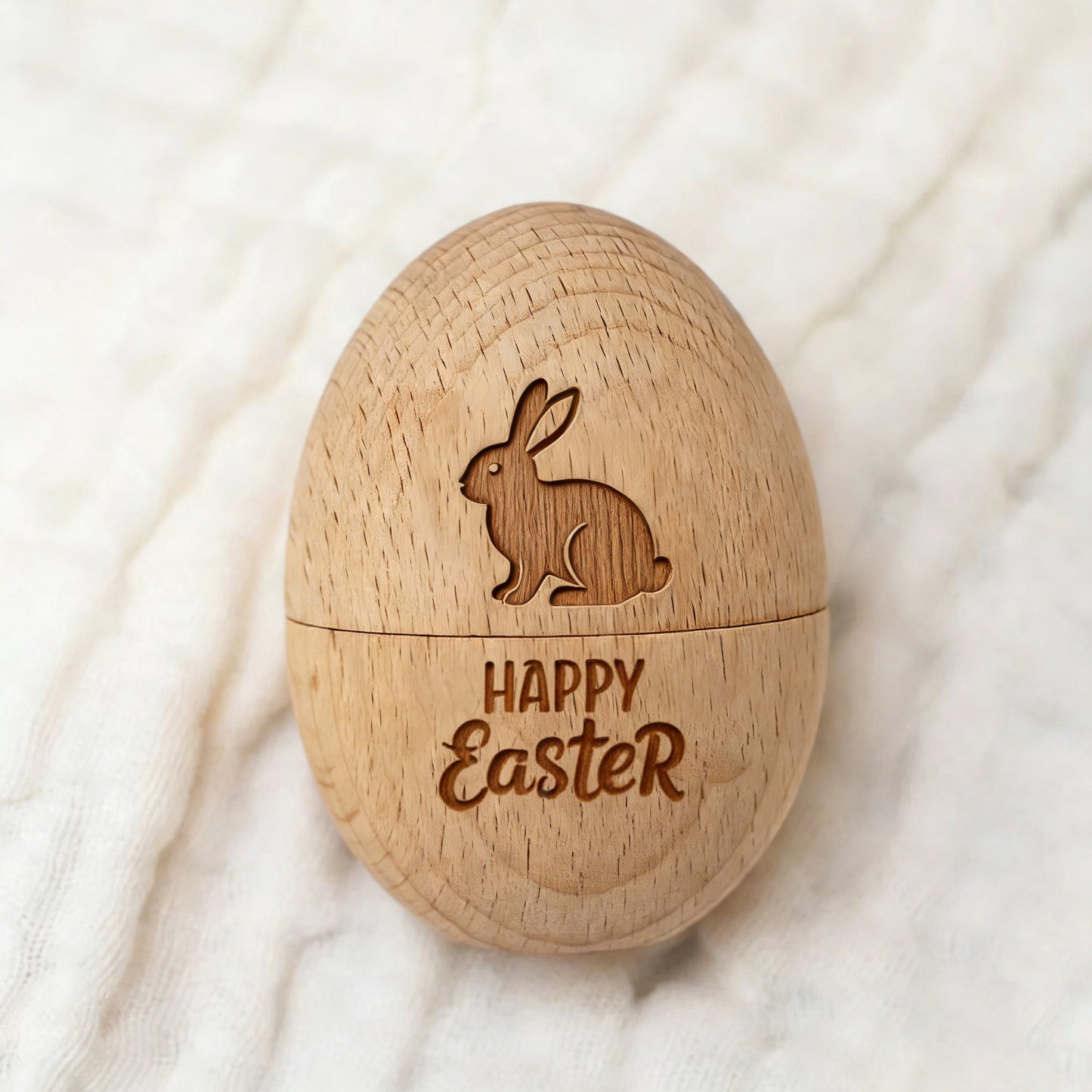 Laser Engraved Wooden Easter Eggs - Rustic Hollow Easter Ornament Decorations