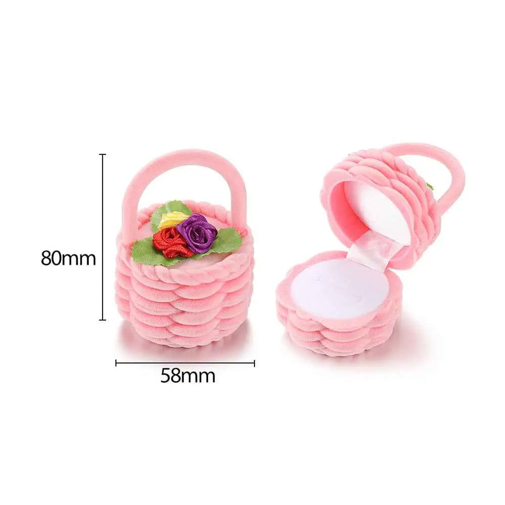 Cute Cartoon Jewelry Box- Plush Flip-Top Ring & Necklace Gift Case | Portable Mini Organizer