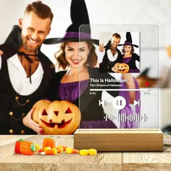 Custom Spotify Code Night Light – Personalized Photo Music Plaque with LED Wooden Base