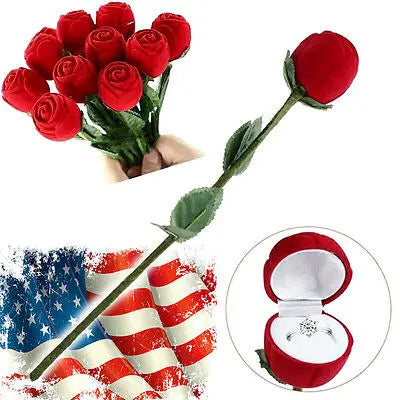 Rose Ring Gift Box – Romantic Red Flower Jewelry Box for Proposal & Anniversary CJ