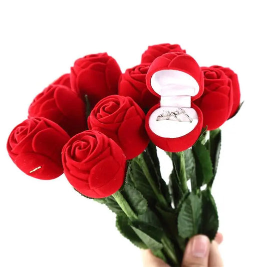 Rose Ring Gift Box – Romantic Red Flower Jewelry Box for Proposal & Anniversary CJ