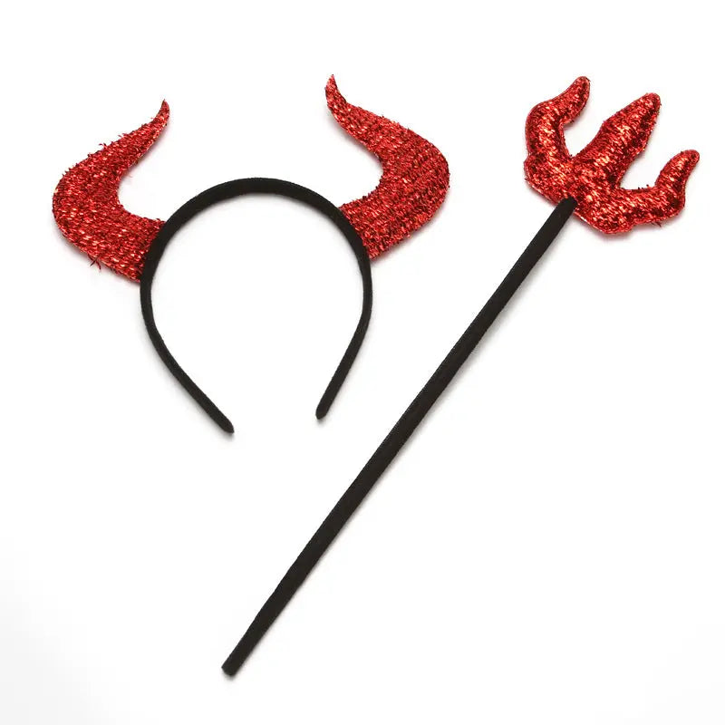 Halloween Devil Horn Headband Set – Spooky Cosplay Hair Accessories | 2PCS Party Costume Headwear CJ