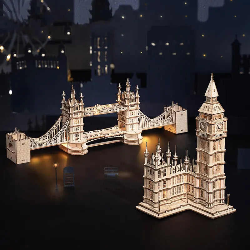 3D Wooden Puzzle Model – Big Ben & Tower Bridge Brain Game Gift for Kids & Adults CJ