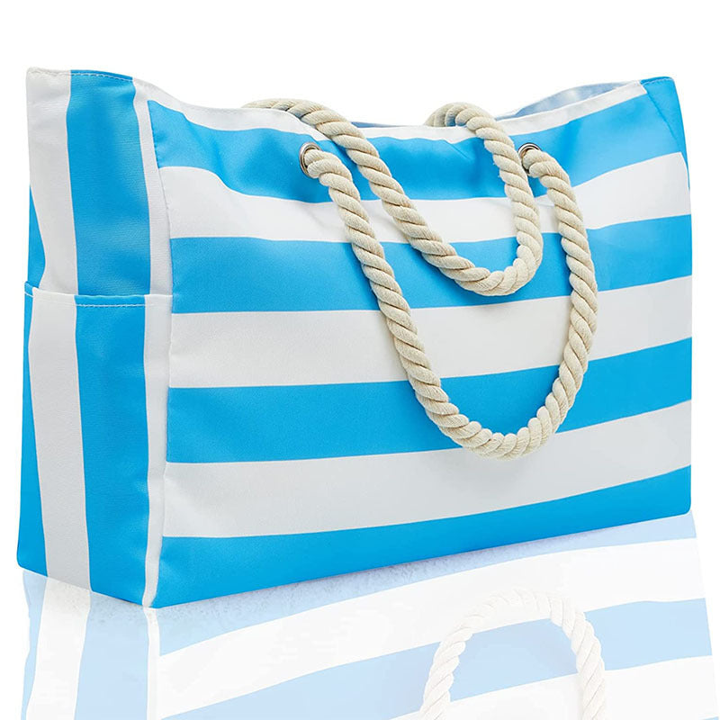 Rainbow Stripe Beach Bag - Large Capacity Beach Bag | Free Shipping