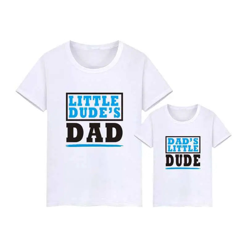 Father And Son Summer Short-Sleeved T-Shirt Cartoon Letter Printing DAD Dad And Son