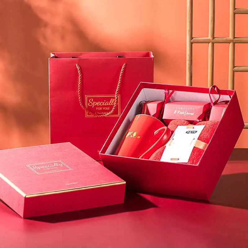 Luxury Ceramic Mug Gift Set with Towel & Candy Box – Premium Coffee Cup Gift for Any Occasion