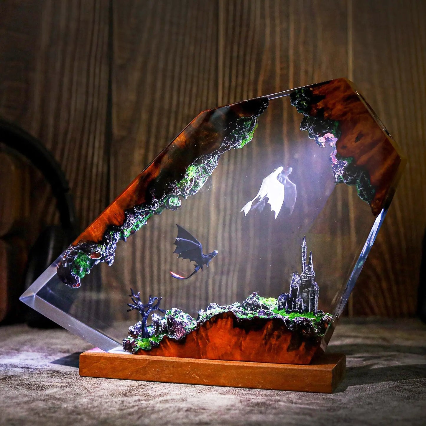 Handcrafted Dragon Resin Night Light Bohemian LED Decorative Lamp with Multicolor Lighting TED