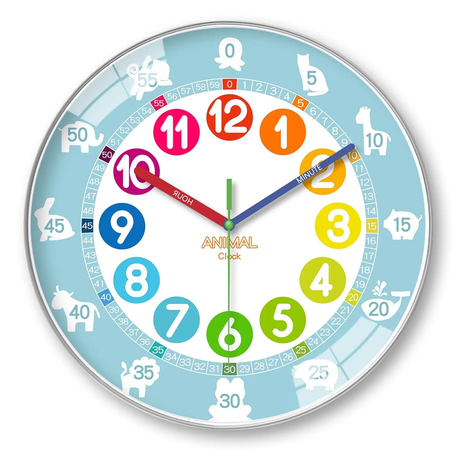 Rainbow Silent Wall Clock ? Modern Quartz Educational Clock for Kids & Home | Colorful No-Tick Decorative Clock TED
