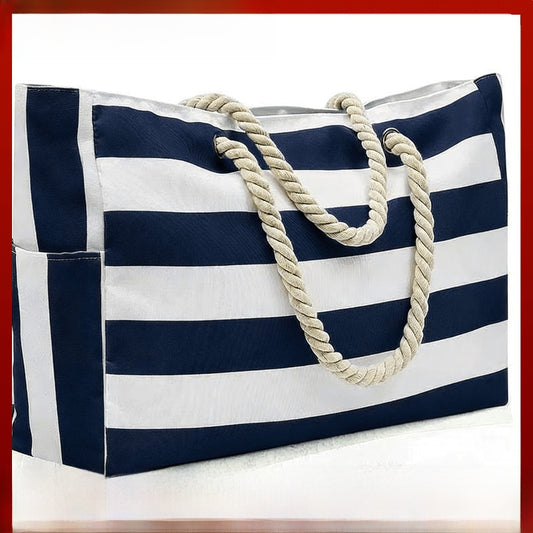 Rainbow Stripe Beach Bag - Large Capacity Beach Bag | Free Shipping