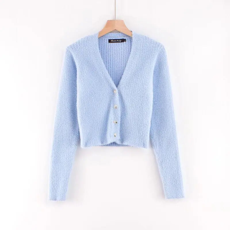 Women’s V-Neck Cardigan Sweater – Long Sleeve Lightweight Knit | Casual Office Button-Up Top EPR