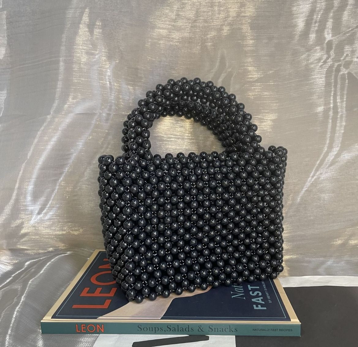 Fashion Beaded Handbag for Women | Acrylic Solid Color Mini Purse