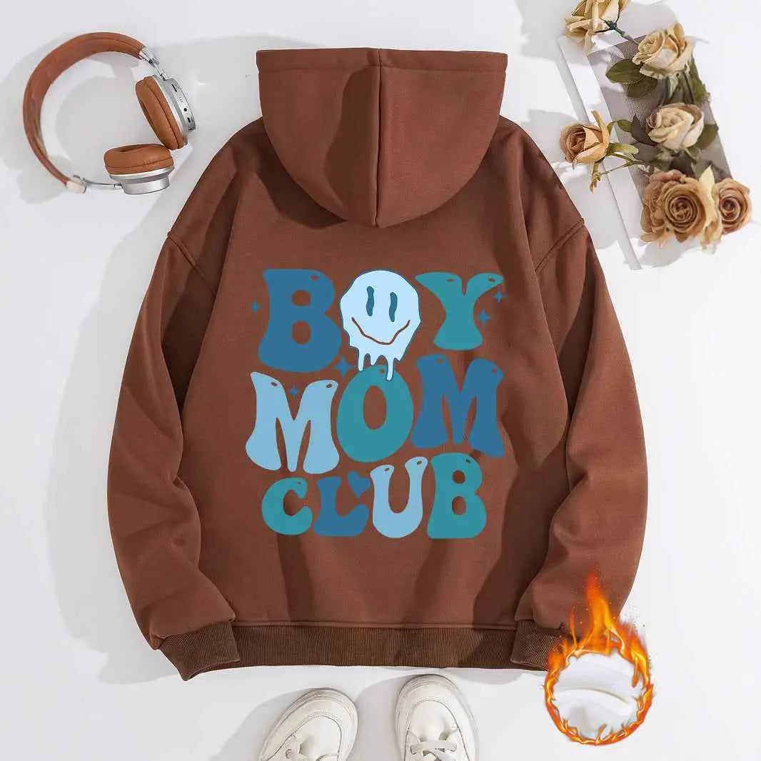 Boy Mom Club Hoodie – Women’s Oversized Streetwear Pullover with Pocket