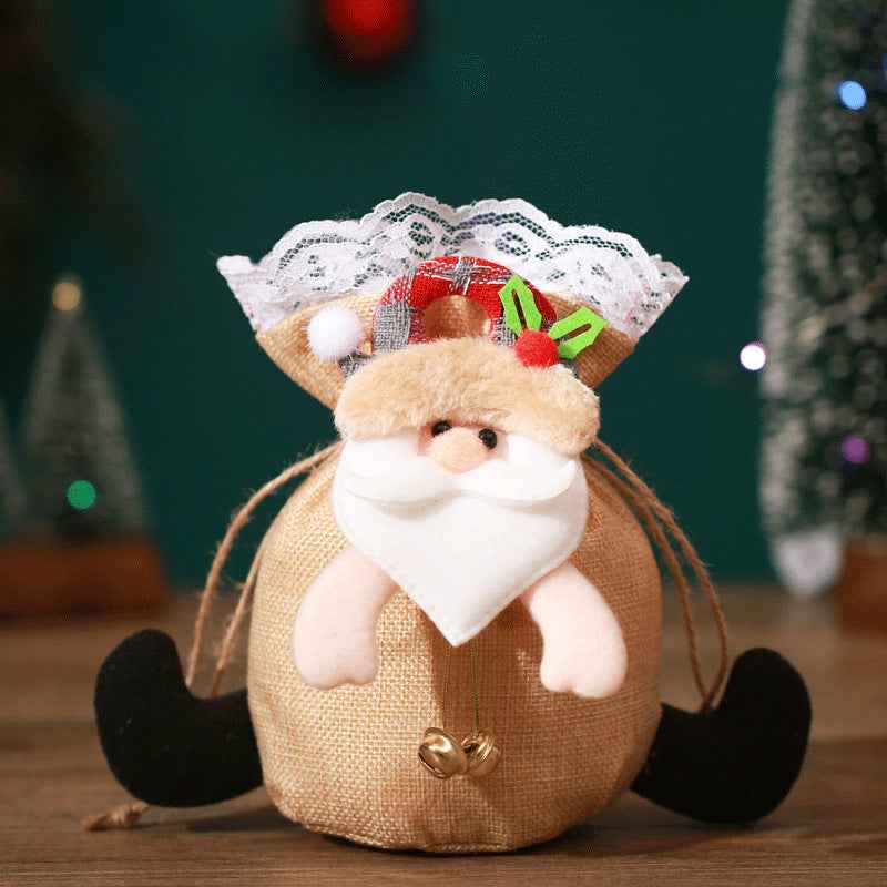 Christmas Apple Gift Bag – Linen Candy Bag for Holiday Gifts & Parties