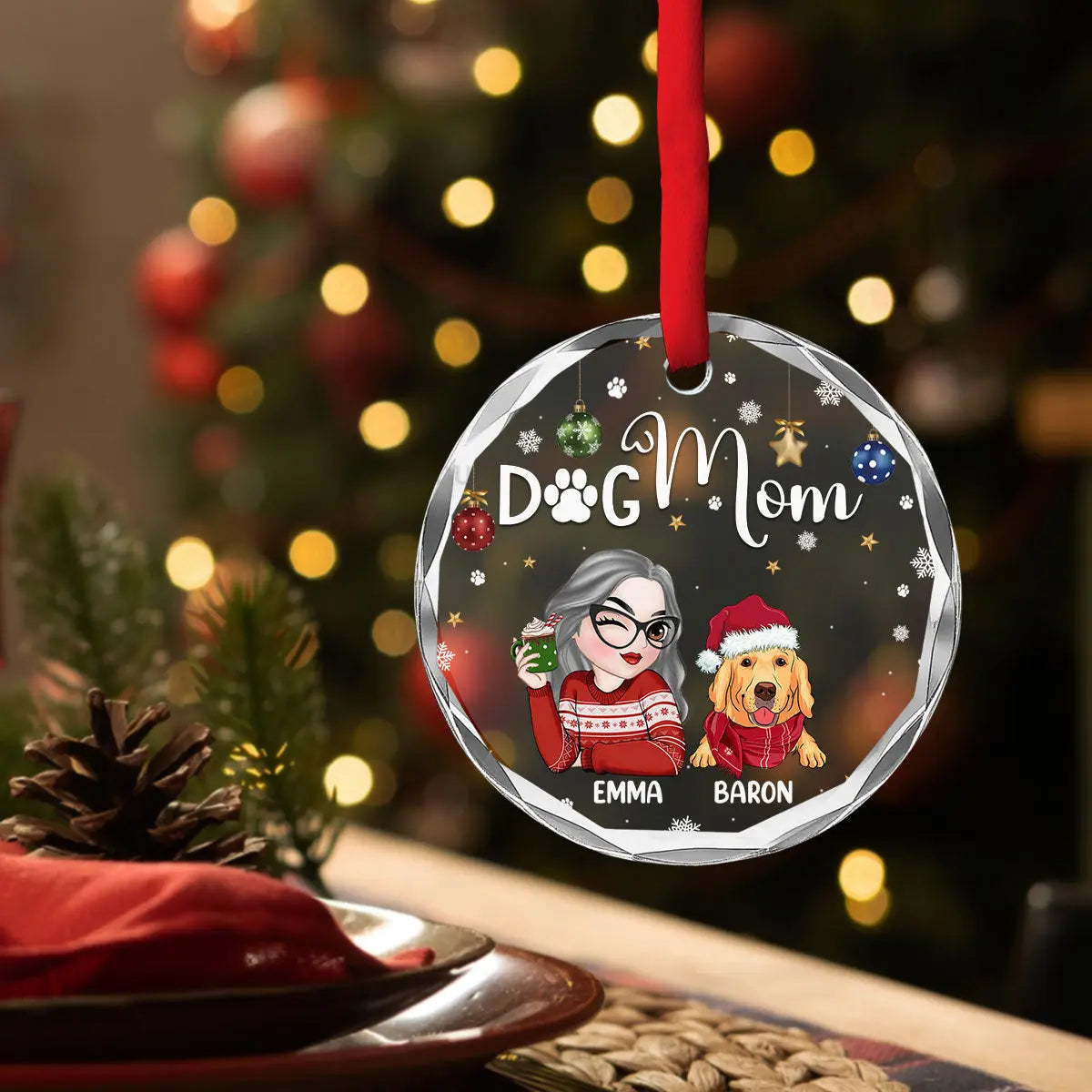 Personalized Glass Ornament – Custom Clear Hanging Decoration Gift EPR