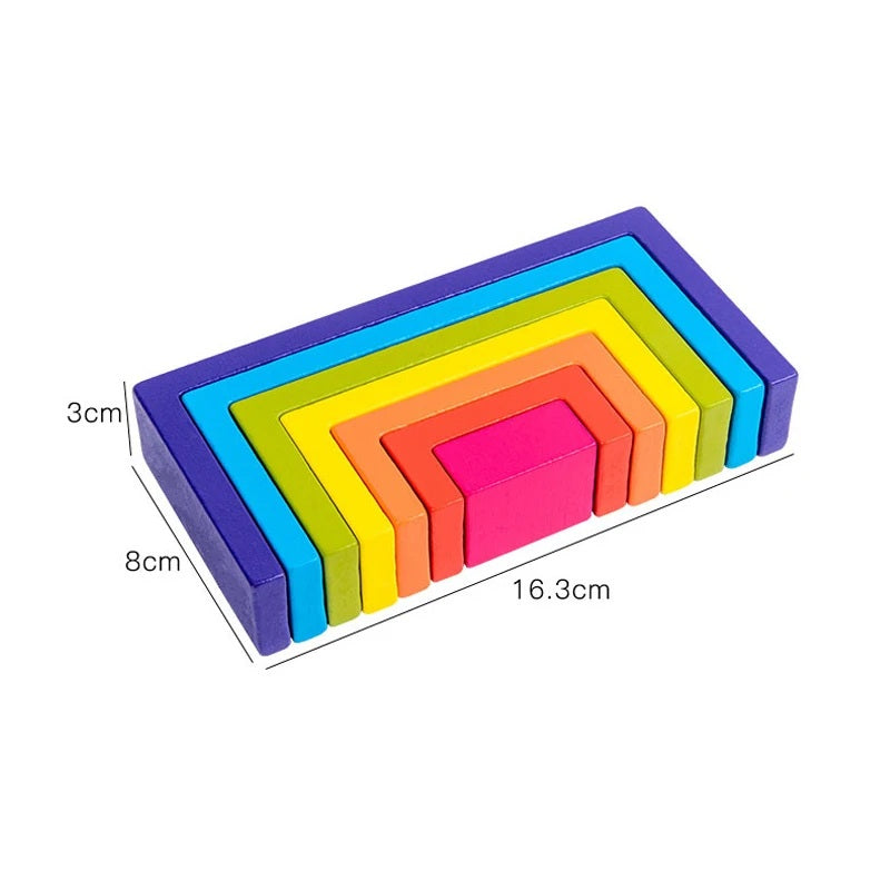Montessori Rainbow Wooden Building Blocks | Creative Educational Stacking Toys - EverCharm Gifts