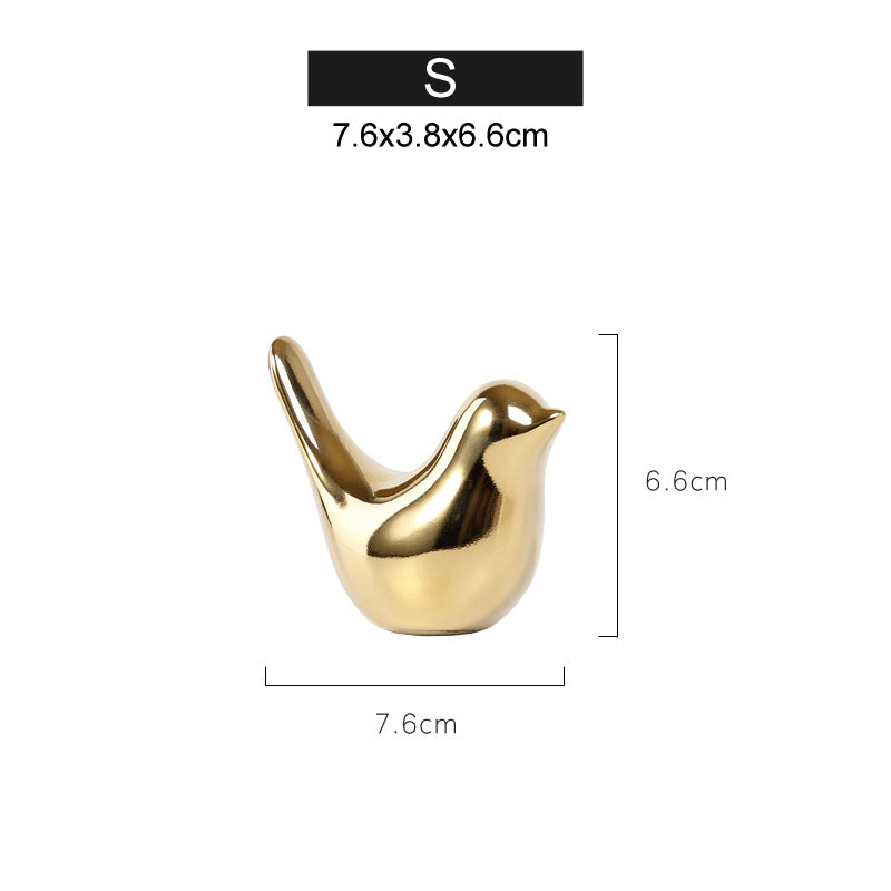 Nordic Gold Ceramic Bird Ornament – Modern Porcelain Bird Figurine | Luxury Living Room Home Decor EPR