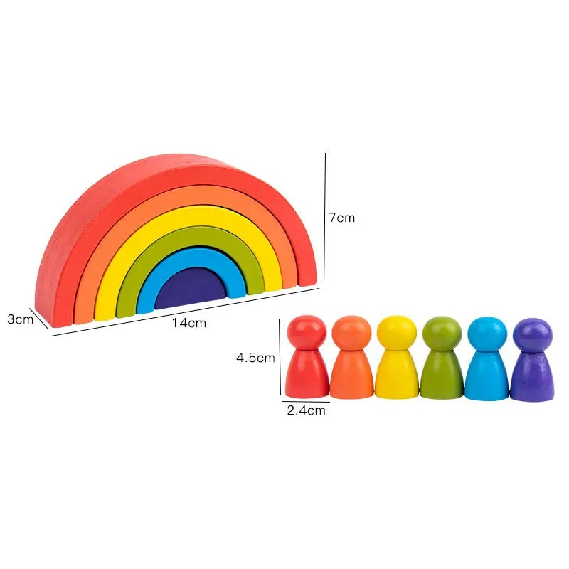 Montessori Rainbow Wooden Building Blocks | Creative Educational Stacking Toys - EverCharm Gifts