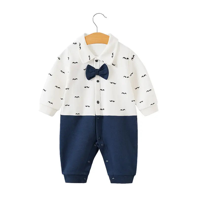 Baby Boy Cotton Romper – Long Sleeve British Style Newborn Jumpsuit (0–12 Months) EPR