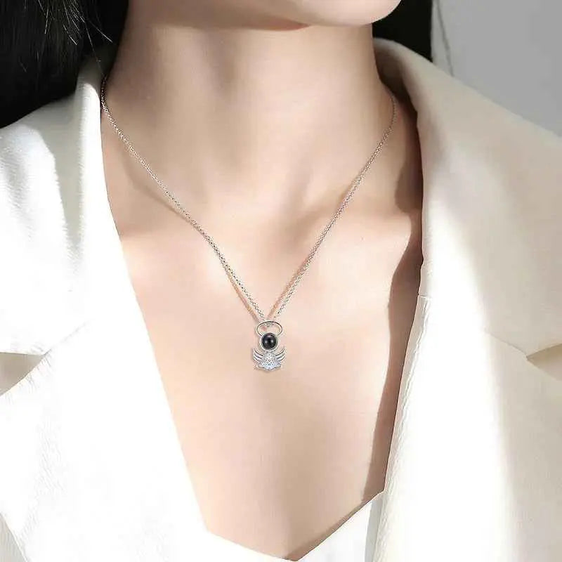 Little Angel “I Love You” in 100 Languages Projection Necklace – Romantic Angel Pendant Gift for Her