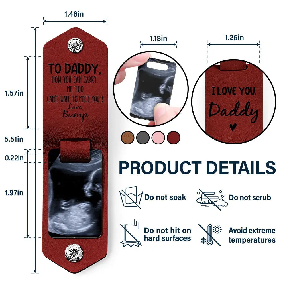 Personalized Leather Photo Keychain for Dad – “Now You Can Carry Me Too” Father’s Day Gift EPR