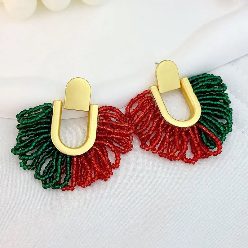 Bohemian Beaded Drop Earrings – Romantic Glass Seed Bead Statement Jewelry EPR