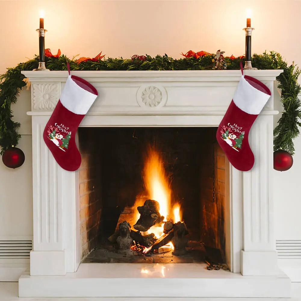 Christmas Stocking Sock – Red Plush Holiday Hanging Gift Bag Decoration EPR