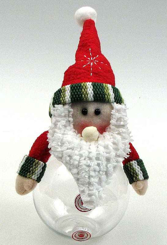 Santa Treat Jar – Christmas Candy Storage Jar with Fabric Santa Décor