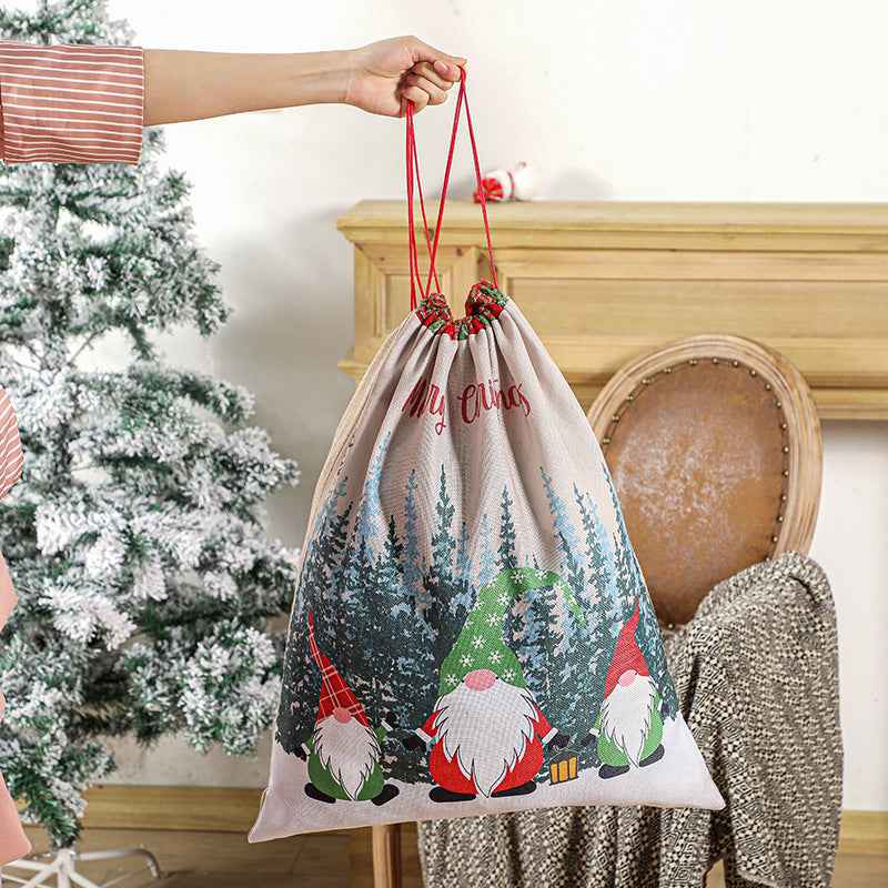 Santa Claus Christmas Gift Bag – Drawstring Holiday Sack for Kids & Gifts