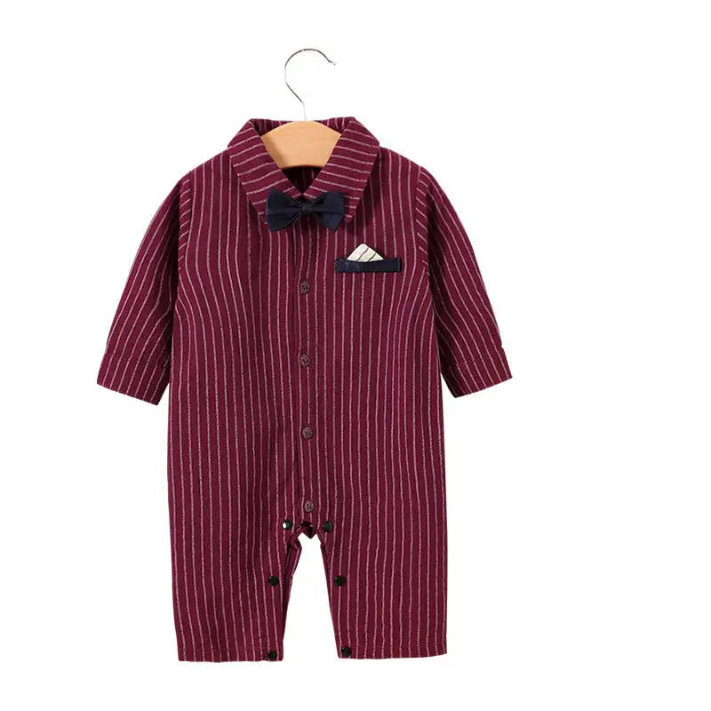 Baby Boy Cotton Romper – Long Sleeve British Style Newborn Crawling Suit (0–12 Months) EPR