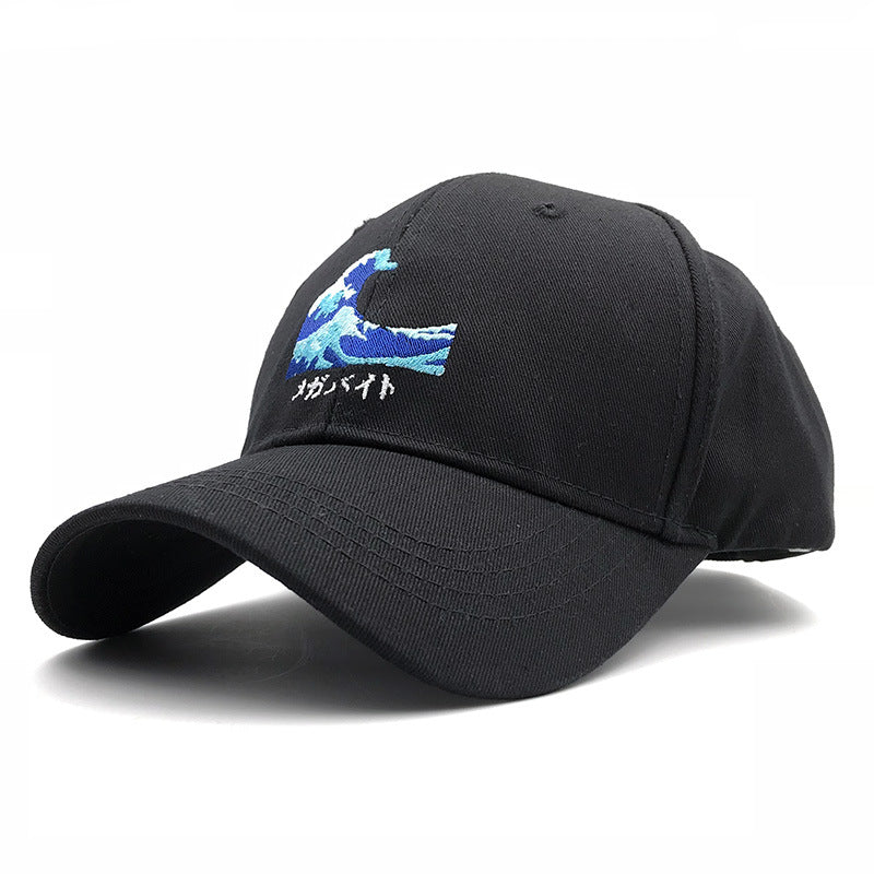 Embroidered Wave Baseball Cap for Men & Women – Adjustable Flat Brim Streetwear Hat | Free Shipping