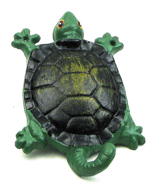 Cast Iron Turtle Wall Hooks Set – Rustic Green & Black Decorative Hooks | Coastal Farmhouse Home Decor IWGAC
