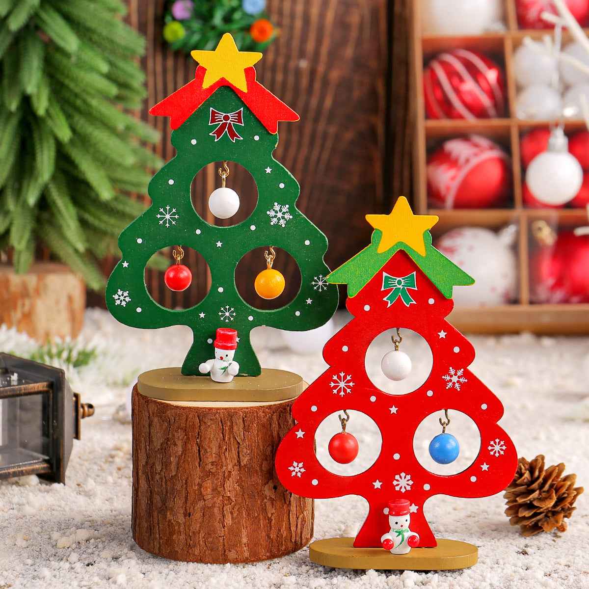 Wooden Christmas Tree Ornament for Children DIY Intelligence Toys