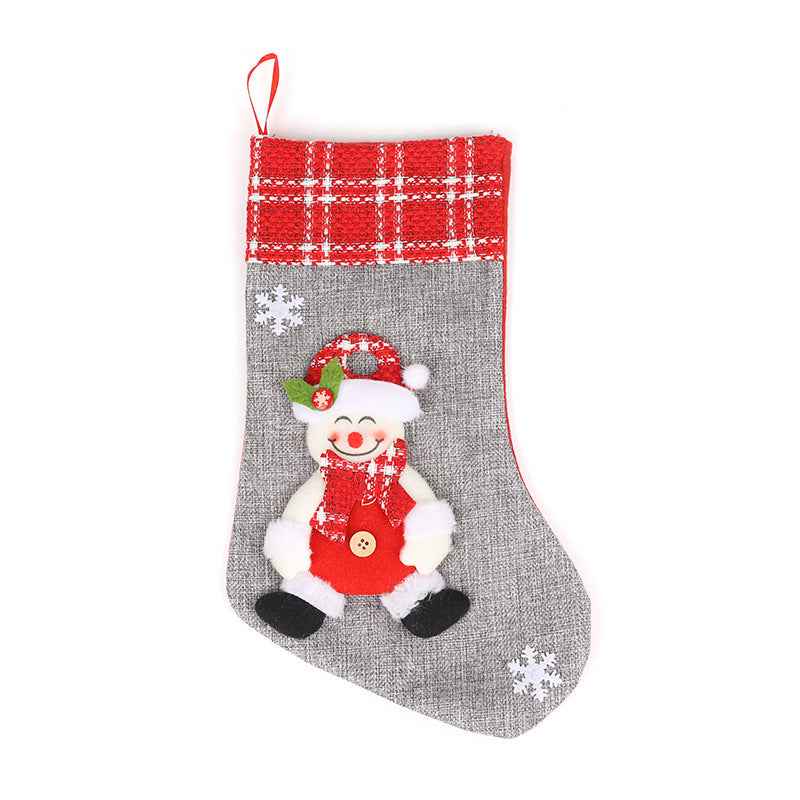 Santa Claus Christmas Sock Gift Bag – Burlap Candy Bag Holiday Stocking