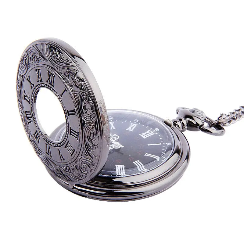 Father’s Day Vintage Pocket Watch Necklace – Roman Numeral Quartz Gift for Dad EPR