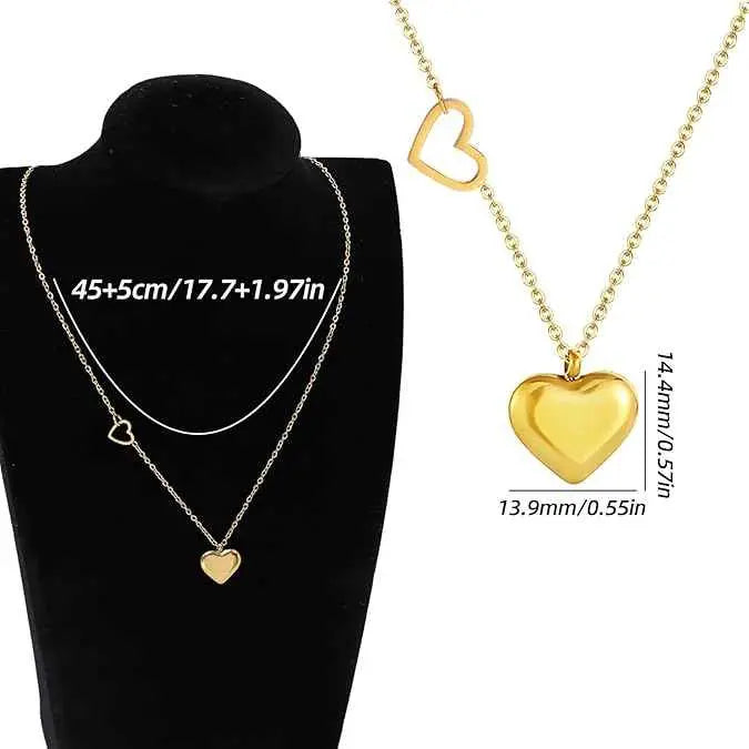 Rose Gold Heart Necklace - Full Diamond Zircon Pendant (Elegant Gift for Her)