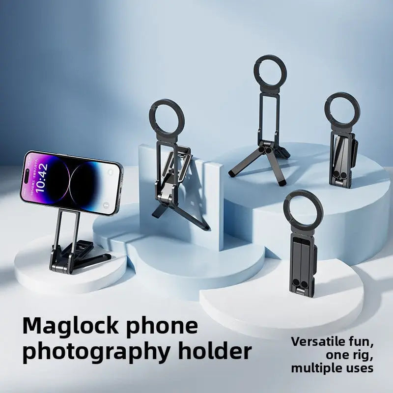 Magnetic Carabiner Phone Holder 4-in-1 Tripod Clip Stand Anti-Shake Outdoor Mount TED