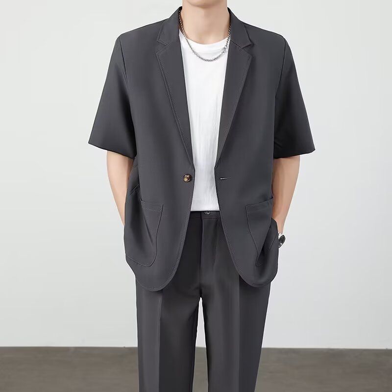 Men's Ice Silk Casual Suit Set | Lightweight Summer Suit 3-Piece Outfit - EverCharm Gifts