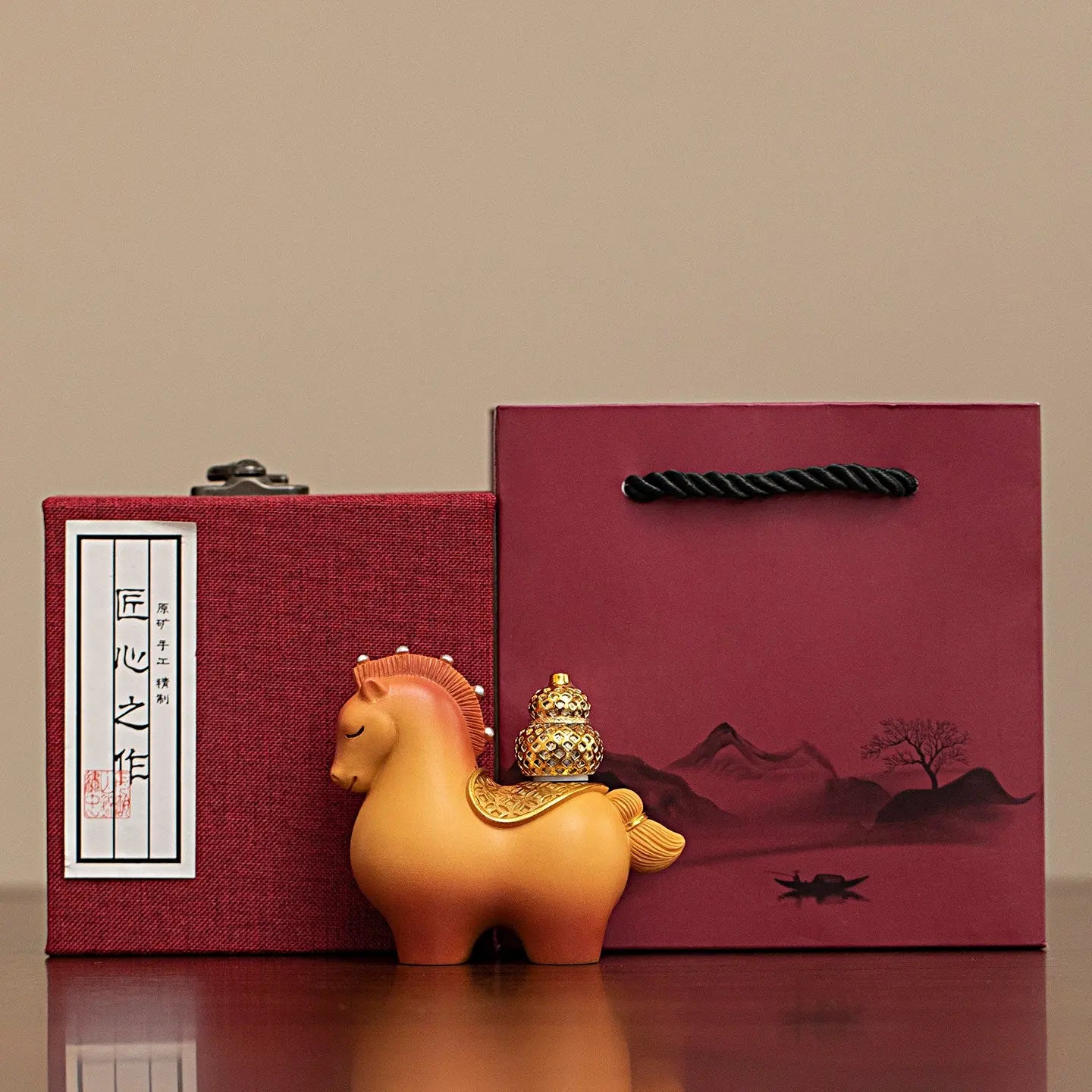 Custom Horse Figurine Gift Set Prosperity Feng Shui Horse Statue with Gift Box | Corporate & Business Gifts TED