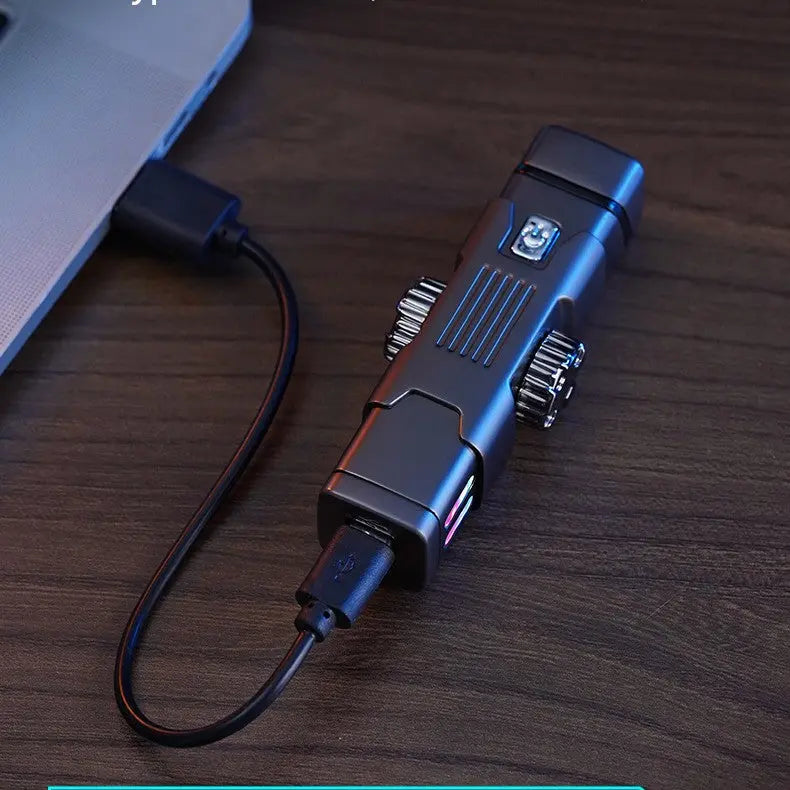LED Rechargeable Electric Lighter – Windproof USB Charging Plasma Lighter with Colorful Lights (Metal Design) CJ