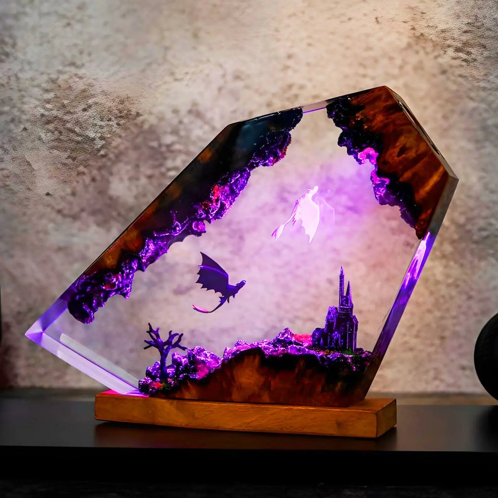 Handcrafted Dragon Resin Night Light Bohemian LED Decorative Lamp with Multicolor Lighting TED