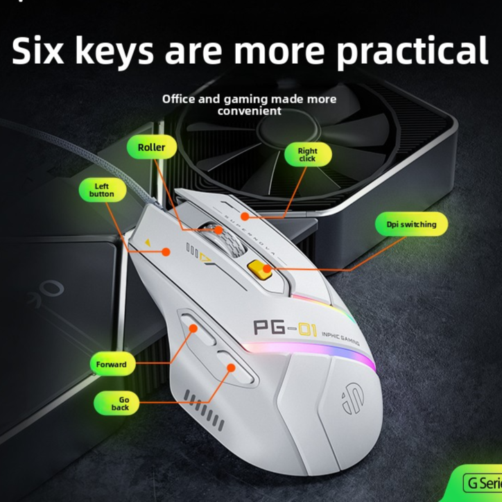 Inphic PG1 RGB Gaming Mouse | 12800 DPI Ergonomic Gaming Mouse - EverCharm Gifts