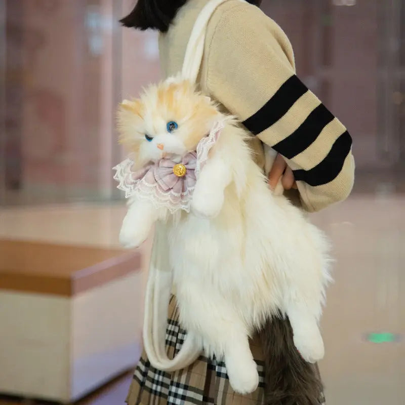 Cute Plush Animal Backpack Cat & Dog Soft School Bag | Kawaii Mini Backpack for Kids & Gifts TED