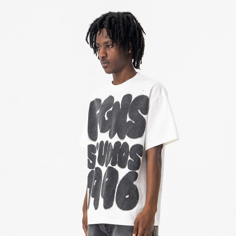 Mens Graphic Print Cotton T-Shirt - Oversized Graffiti Streetwear Tee | Casual Hip Hop Short Sleeve Shirt TED