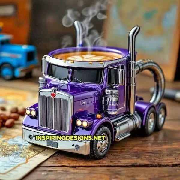 Handmade Resin Big Truck Cup Holder - Creative Multi-Color Drink Holder | Decorative Car & Desk Accessory