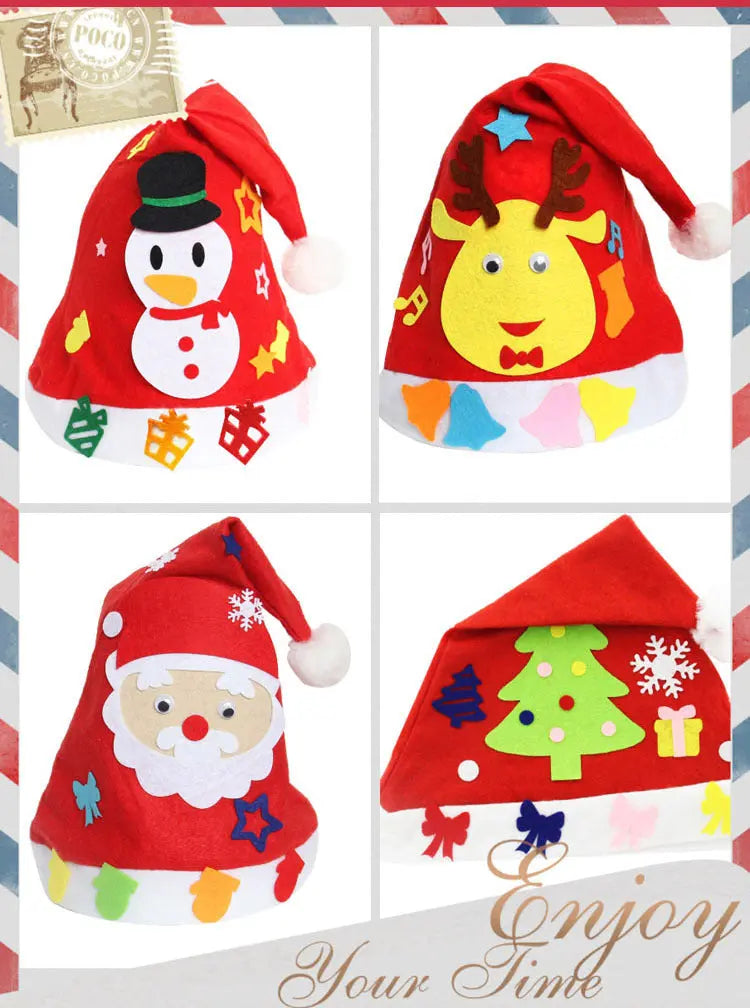 DIY Christmas Hat Kit for Kids – Cute Santa Craft Hat | Holiday Party Activity & Family Fun Decoration CJ