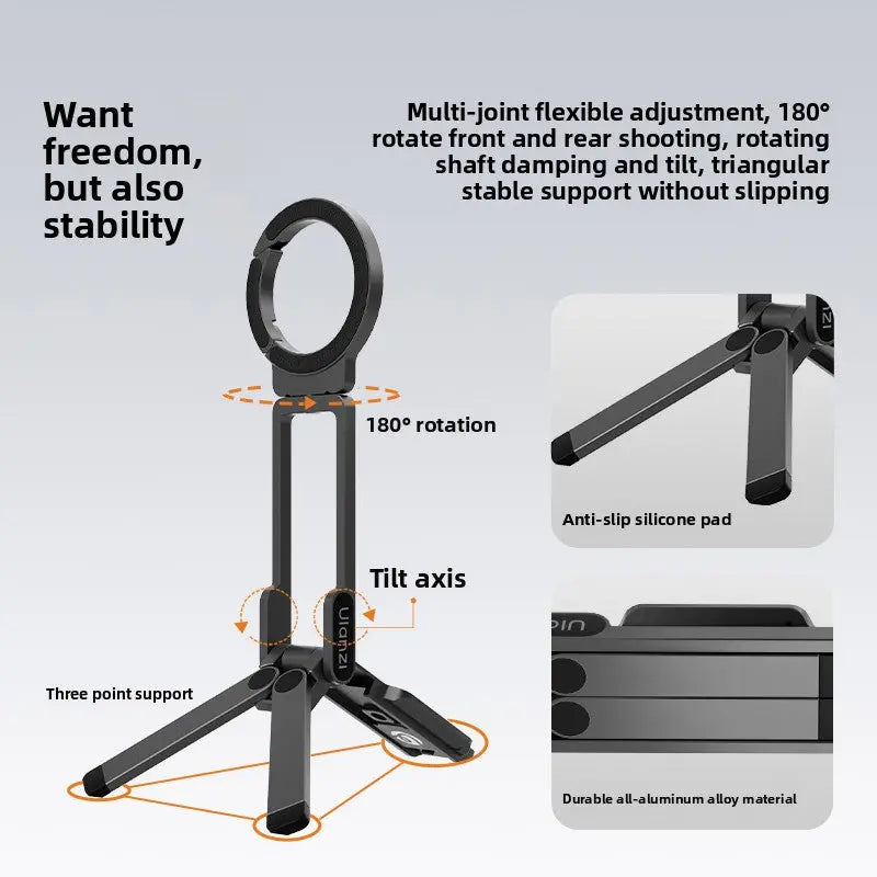 Magnetic Carabiner Phone Holder 4-in-1 Tripod Clip Stand Anti-Shake Outdoor Mount TED