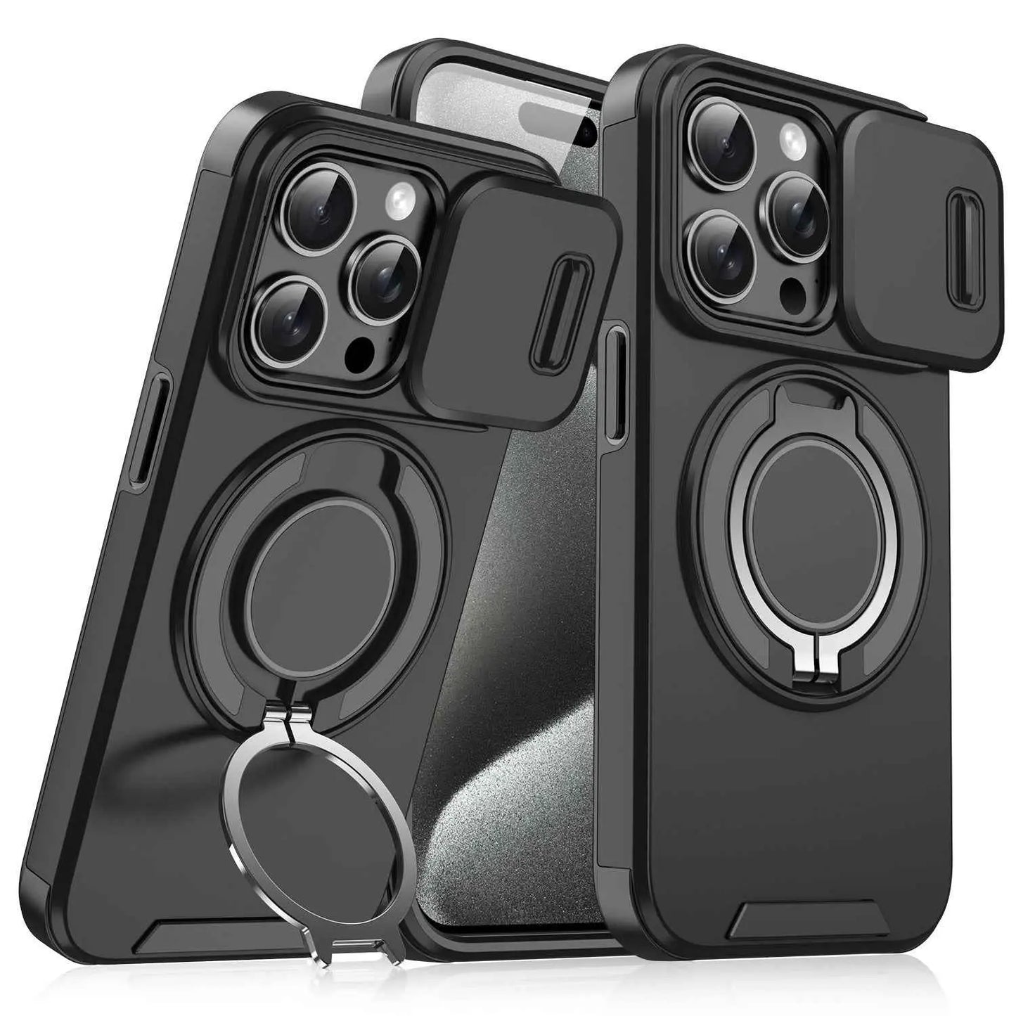 Magnetic Sliding Window Phone Case for iPhone 11 to 17 Pro Max