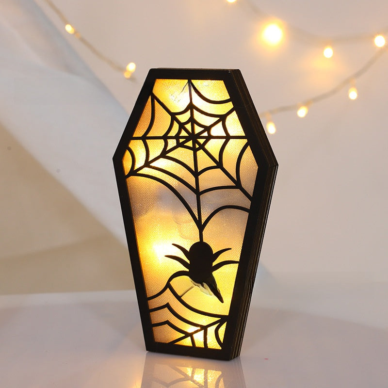 Halloween Bat & Ghost Lighted Ornament  - DIY Wooden Spooky Decor | Rustic Halloween Tabletop Decoration TED